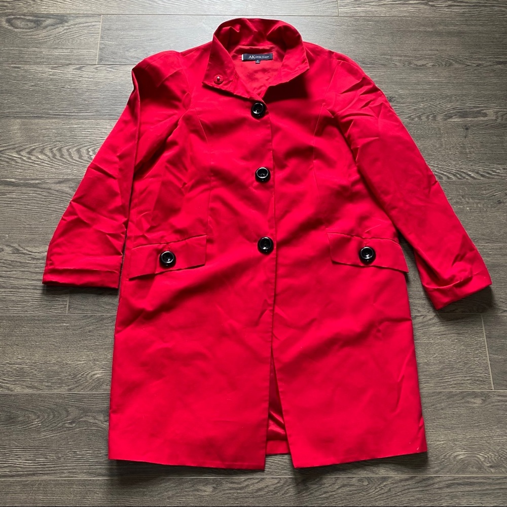 Anne Klein Red Trench Coat snap button